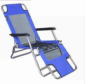 Lightweight Sun Lounger Folding Chair Garden Reclining Recliner Office Lunch Break Chair Simple Outdoor Beach Camping Chair Breathable Load 200kg Length 173cm Blue