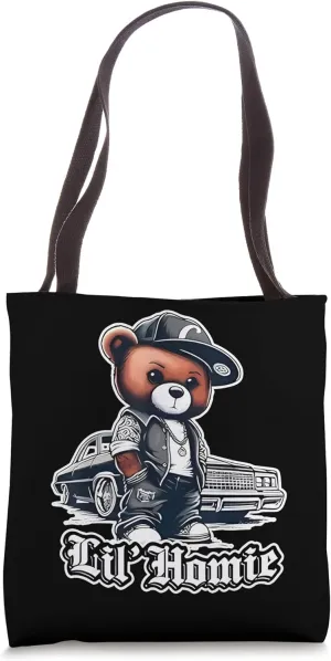 Lil Homie Hip Hop Teddy Bear Lowrider Urban Streetwear Tote Bag
