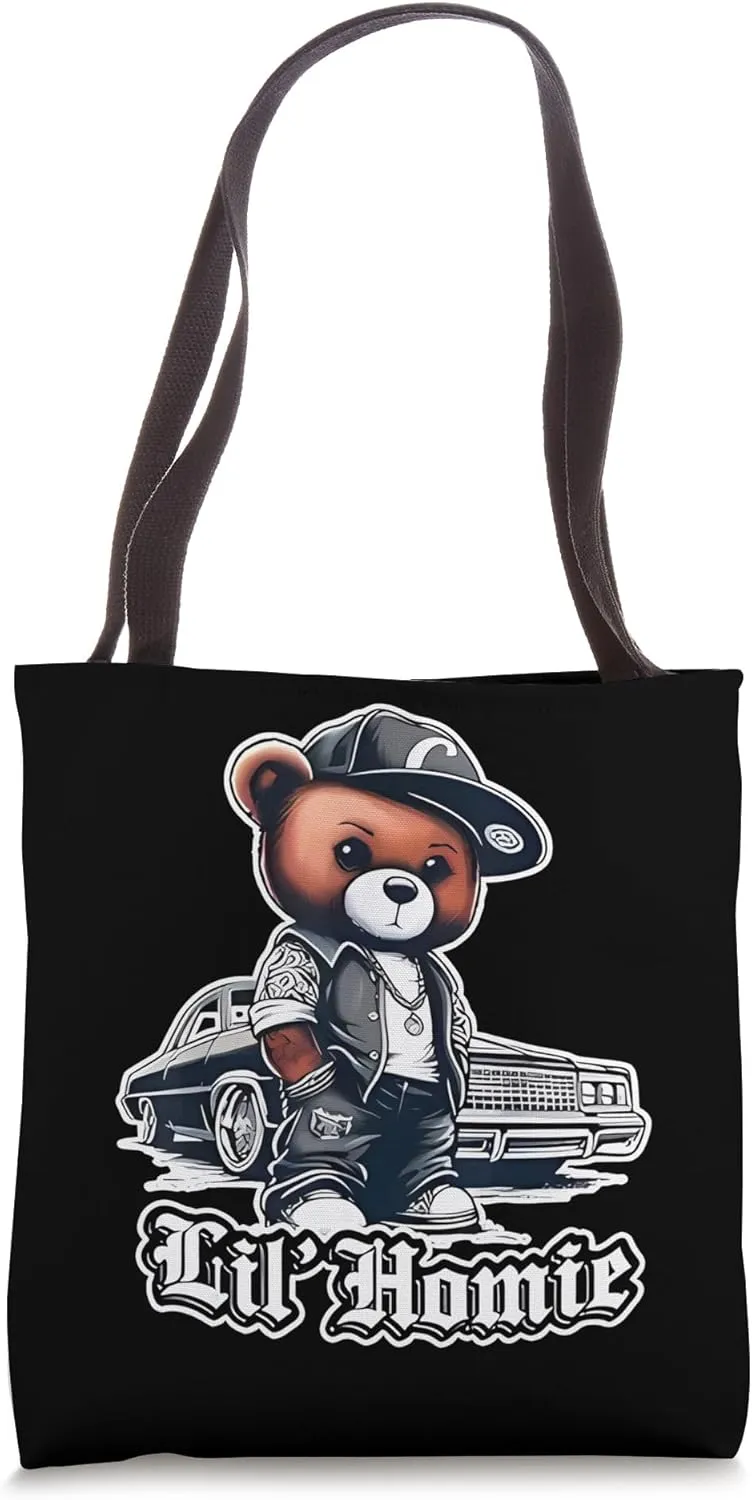 Lil Homie Hip Hop Teddy Bear Lowrider Urban Streetwear Tote Bag