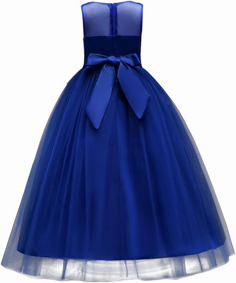 Little Big Girls’Tulle Retro Vintage Dresses Flower Lace Pageant Party Wedding Floor Length Dance Evening Gown