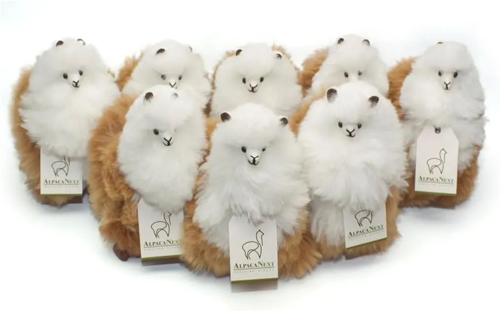 Llama Stuffed Animal – 9 inch. Cute, Soft and Cuddly Alpaca Plush Toy Handcrafted on Real Alpaka Natural Fur (9 inches, Brown & White)