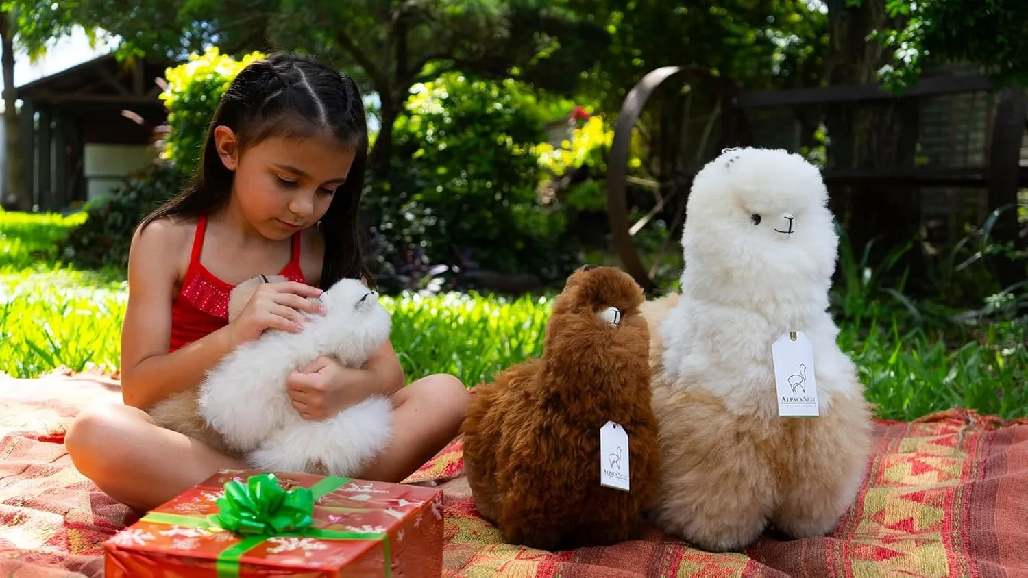 Llama Stuffed Animal – 9 inch. Cute, Soft and Cuddly Alpaca Plush Toy Handcrafted on Real Alpaka Natural Fur (9 inches, Brown & White)