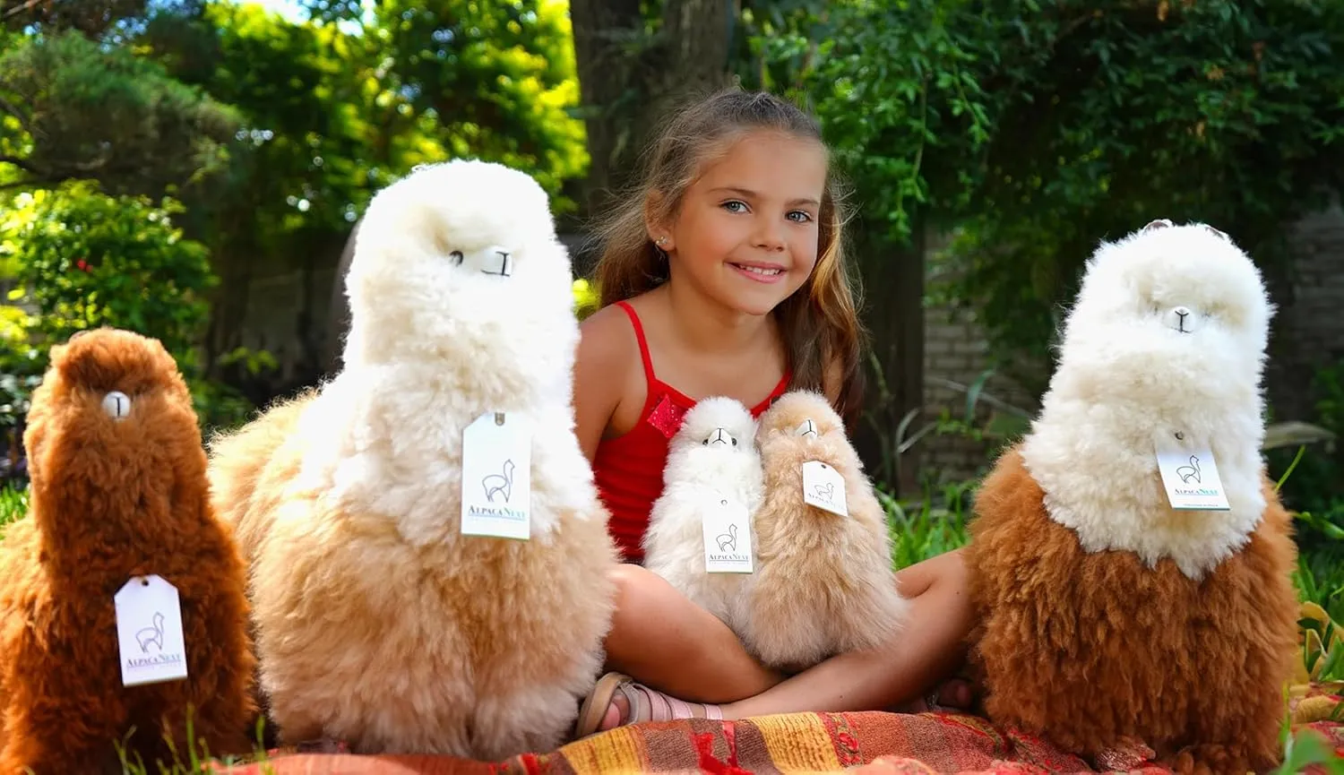 Llama Stuffed Animal – 9 inch. Cute, Soft and Cuddly Alpaca Plush Toy Handcrafted on Real Alpaka Natural Fur (9 inches, Brown & White)