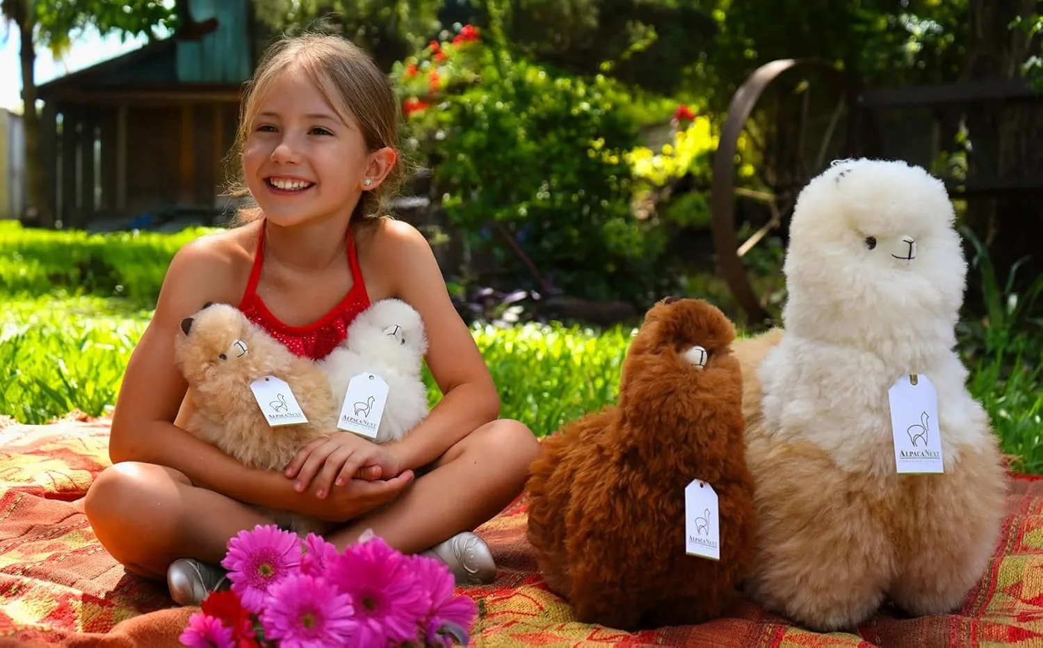 Llama Stuffed Animal – 9 inch. Cute, Soft and Cuddly Alpaca Plush Toy Handcrafted on Real Alpaka Natural Fur (9 inches, Brown & White)