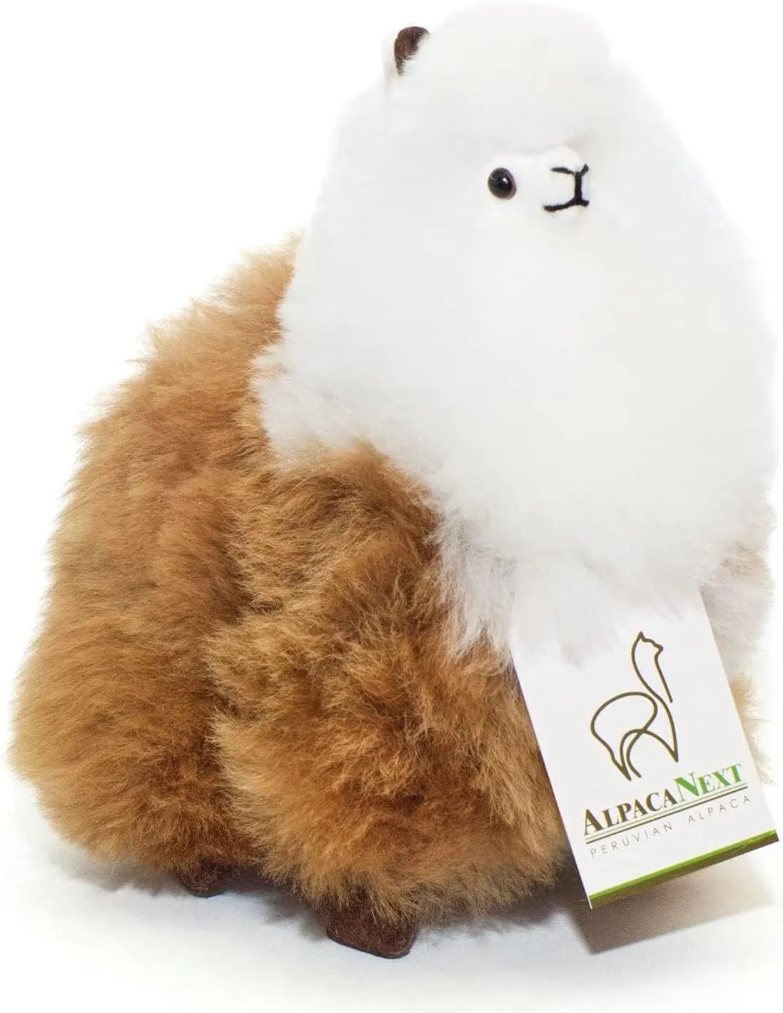 Llama Stuffed Animal – 9 inch. Cute, Soft and Cuddly Alpaca Plush Toy Handcrafted on Real Alpaka Natural Fur (9 inches, Brown & White)