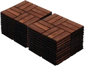 LLS 20 Pack Deck Tiles, 12 "x12 Square Interlocking Deck Tiles, Hardwood Brown Deck Tiles Interlocking Outdoor All Weather, Pool Balcony Backyard Terrace, Brown