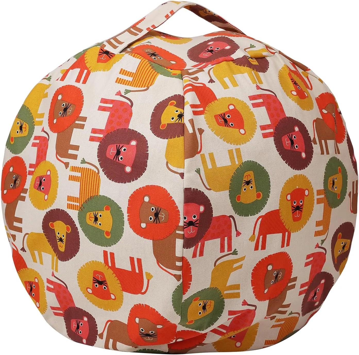 LMYOVE Stuffed Animal Storage Bean Bag Chair Cover for Kids, Zipper Storage Bean Bag for Organizing Plush Toys for Girls and Boys (26", Cartoon Lion)