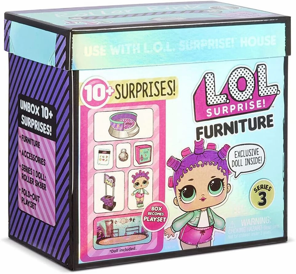 LOL Surprise Furniture Roller Rink with Roller Skater Doll & 10  Surprises, Furniture, Disco, DJ Stage Room playsets for Toddler Kids Boy and Girls Ages 4 
