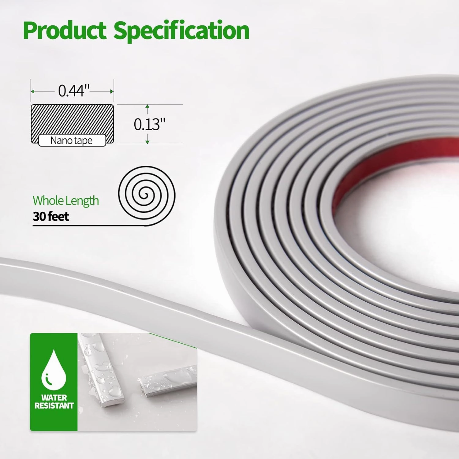 LONGKING 30 ft Peel and Stick Trim, Molding Trim for Walls, Edges, Borders, Backsplash Tile Edge, Flexible and Self Adhesive Trim, Silver