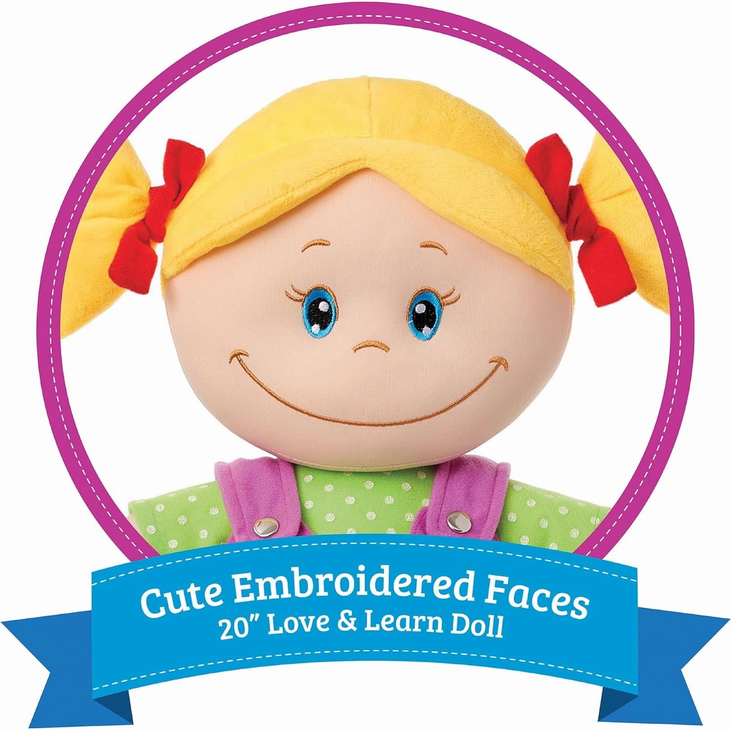 Love & Learn 17" Educational Soft Girl Doll with Zipper, Button, Snap, Shoe Tie, & Self Fastening Skills, Montessori Learning Doll