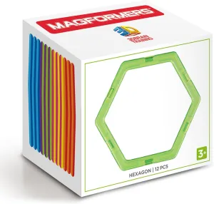 Magformers Hexagon 12 Pieces Rainbow Colors, Educational Magnetic Geometric Shapes Tiles Building STEM Toy Set Ages 3 