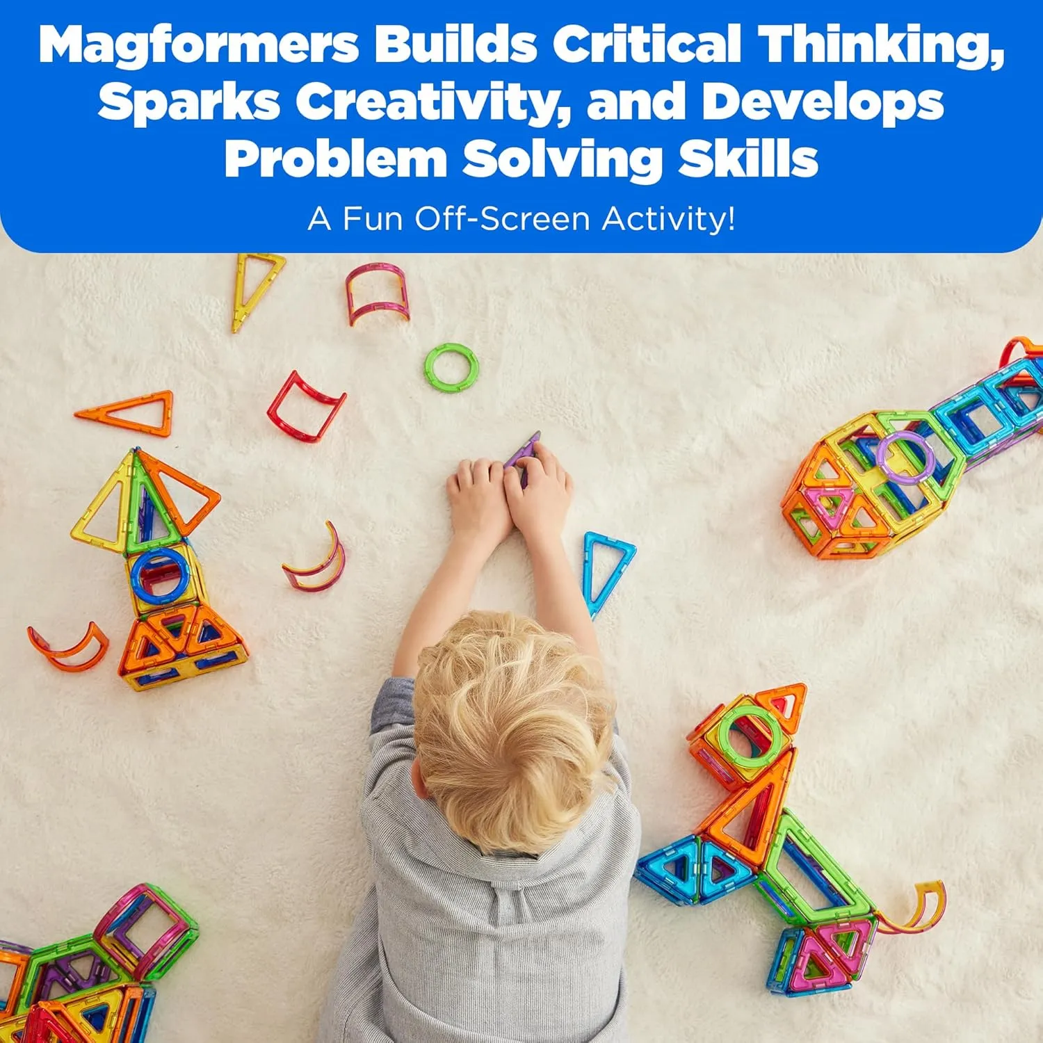 Magformers Hexagon 12 Pieces Rainbow Colors, Educational Magnetic Geometric Shapes Tiles Building STEM Toy Set Ages 3 