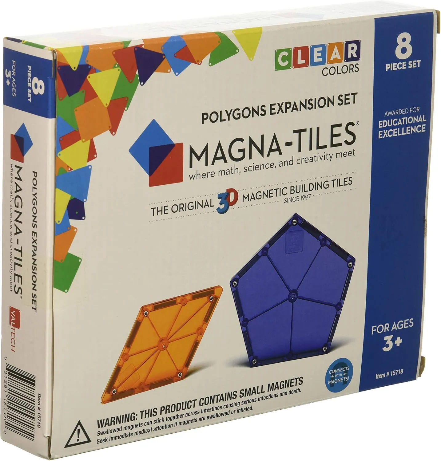 MAGNA-TILES Polygons 8-Piece Expansion Magnetic Construction Set, The ORIGINAL Magnetic Building Brand