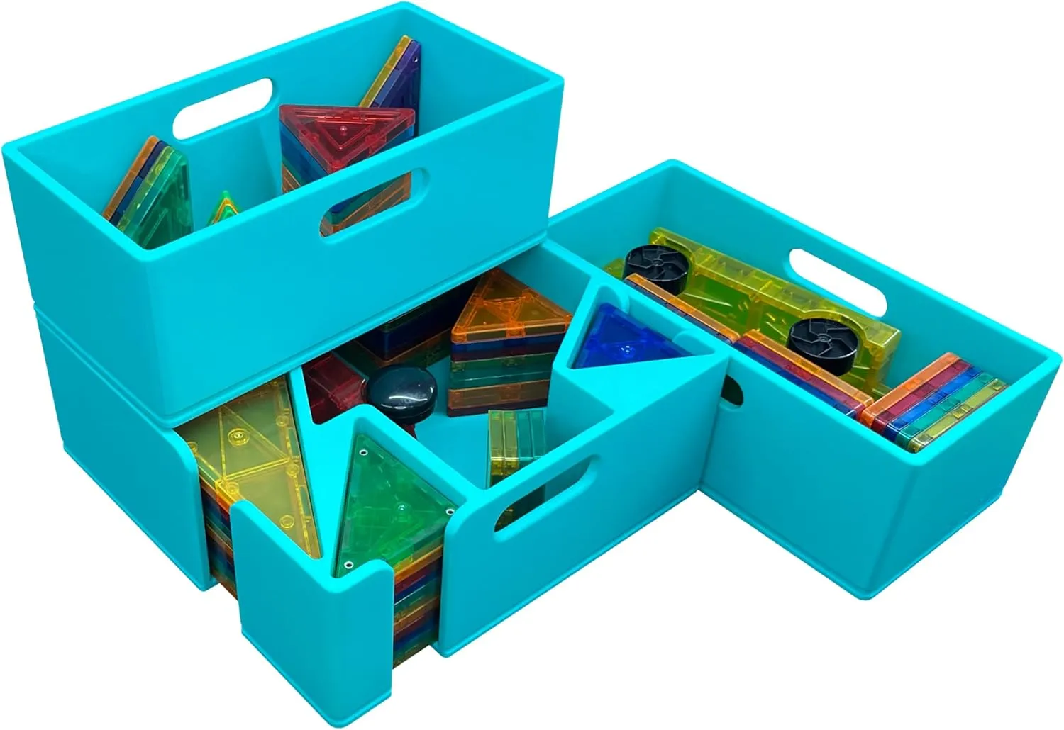 Magnetic Tile Storage - Starter Stack, Storage System, Standard Sorter with (2) Half Buckets, Organizer, Bin, Kids, Toys (Mint Green)