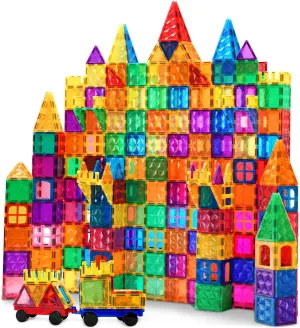 Magnetic Tiles, 102PCS Magnet Building Blocks with 2 Cars, 3D Diamond Magnetic Blocks, Construction Stem Toys for Kids, Educational Toys for Boys Girls Ages 3 4 5 6 7 8 (102 PCS)