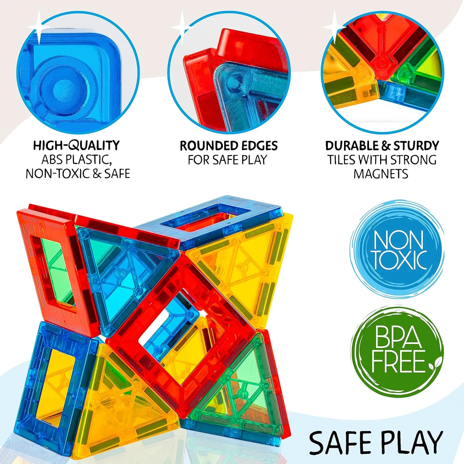 Magnetic Tiles 125 PCS  Bonus Zippered CASE, Kids Toy for 3 4 5 6 7 8 Year Old Boys & Girls, Magnetic Tiles Building Set, Great Gift for Kids Aged 3-8, XL Set