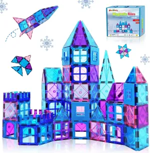 Magnetic Tiles 3D Kids Toys for Girl Age 4-7 Educational Magnetic Building Blocks Girl Toys Age 6-8 Princess Castle Pretend Play Toy for Kids Age 3 4-5 6 8-10 Year Old Boy Birthday Gifts