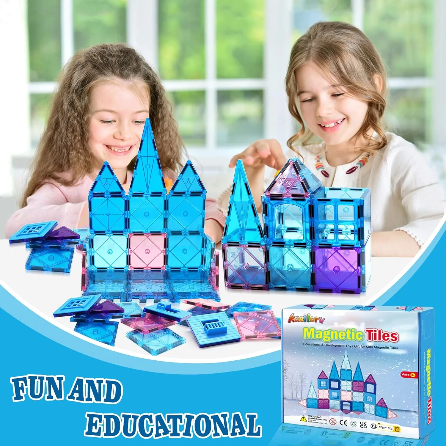 Magnetic Tiles 3D Kids Toys for Girl Age 4-7 Educational Magnetic Building Blocks Girl Toys Age 6-8 Princess Castle Pretend Play Toy for Kids Age 3 4-5 6 8-10 Year Old Boy Birthday Gifts