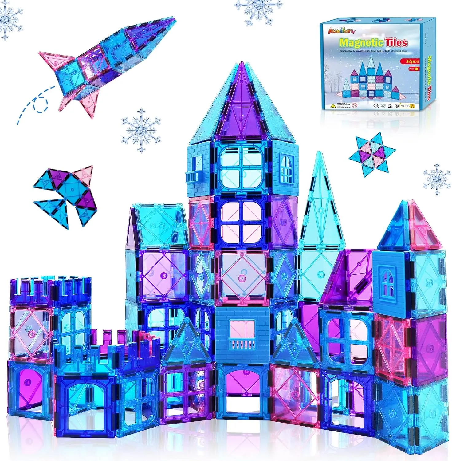 Magnetic Tiles 3D Kids Toys for Girl Age 4-7 Educational Magnetic Building Blocks Girl Toys Age 6-8 Princess Castle Pretend Play Toy for Kids Age 3 4-5 6 8-10 Year Old Boy Birthday Gifts