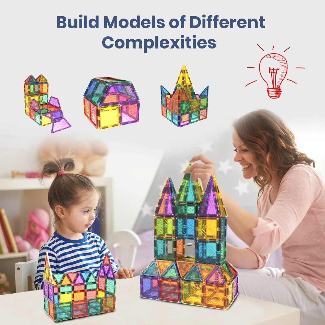 MagVision 20-Piece Magnetic Building Tiles Set, Stem Magnetic Building Blocks, Extra Strong and Safe Magnets, Stem Toys, Magnetic Blocks, Educational Toys for Children Ages 3  Years