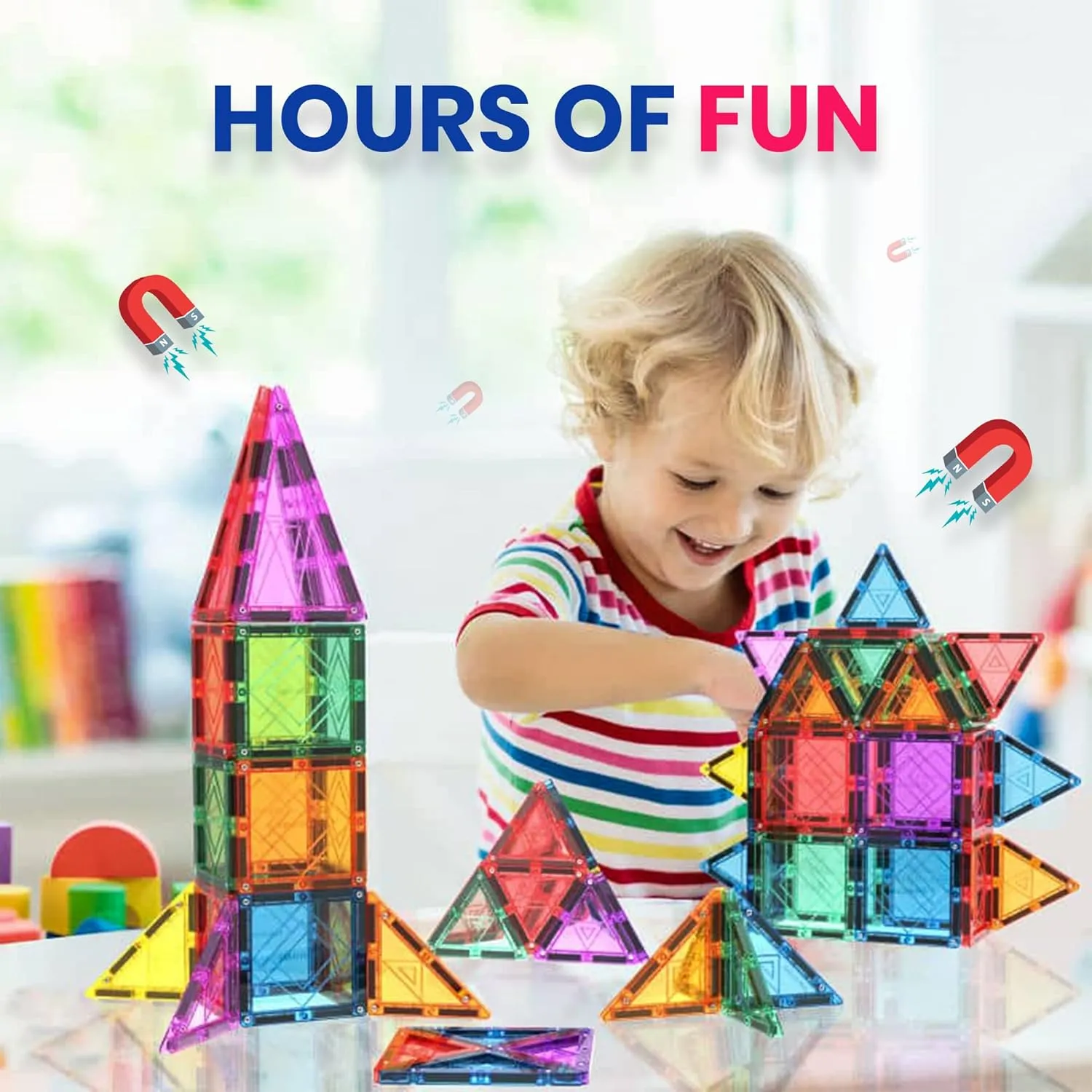 MagVision 20-Piece Magnetic Building Tiles Set, Stem Magnetic Building Blocks, Extra Strong and Safe Magnets, Stem Toys, Magnetic Blocks, Educational Toys for Children Ages 3  Years