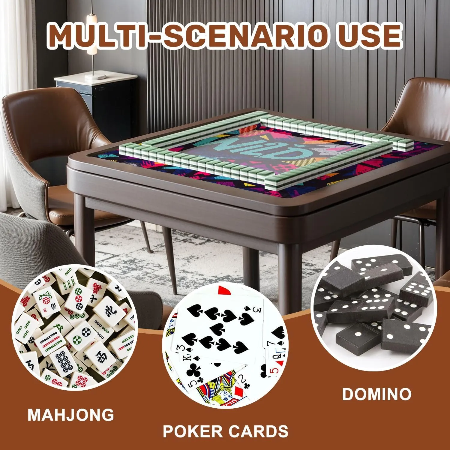 Mahjong Mat 31.5" x 31.5" Abstract Bright Graffiti Bricks Paint Drips Words Graffiti Style Non-Slip Noise Reduction Table Cover for Mahjong Dominoes Poker Card Board and Tile Games