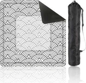 Mahjong Mat 31.5" x 31.5" Sea Ocean Waves Traditional Asian seigaiha Scallops Print Fish Squama Non-Slip Noise Reduction Table Cover for Mahjong Dominoes Poker Card Board and Tile Games