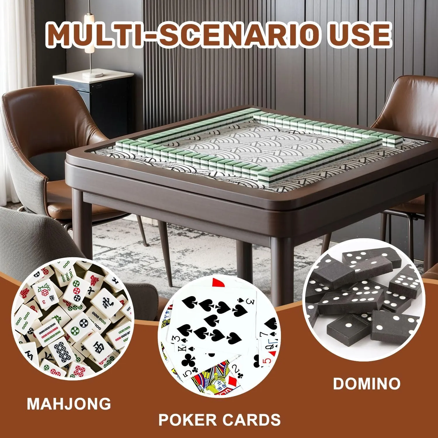 Mahjong Mat 31.5" x 31.5" Sea Ocean Waves Traditional Asian seigaiha Scallops Print Fish Squama Non-Slip Noise Reduction Table Cover for Mahjong Dominoes Poker Card Board and Tile Games