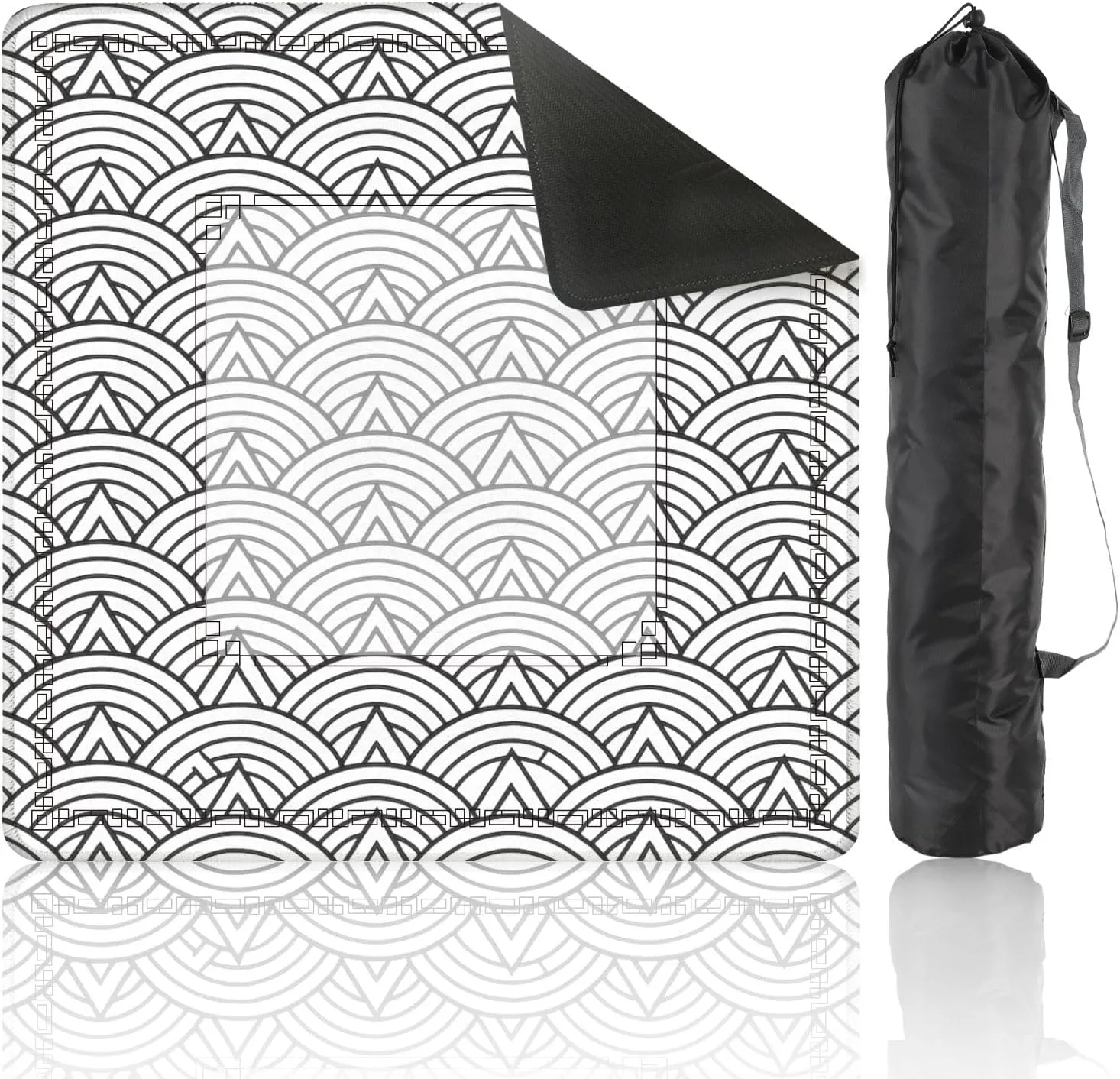 Mahjong Mat 31.5" x 31.5" Sea Ocean Waves Traditional Asian seigaiha Scallops Print Fish Squama Non-Slip Noise Reduction Table Cover for Mahjong Dominoes Poker Card Board and Tile Games
