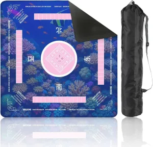 Mahjong Mat with Rules 31.5" x 31.5" Tropical Fish Non-Slip Noise Reduction Table Cover for Mahjong Dominoes Poker Card Board and Tile Games
