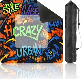 Mahjong Mat 31.5" x 31.5" Abstract Bright Graffiti Bricks Paint Drips Words Graffiti Style Non-Slip Noise Reduction Table Cover for Mahjong Dominoes Poker Card Board and Tile Games