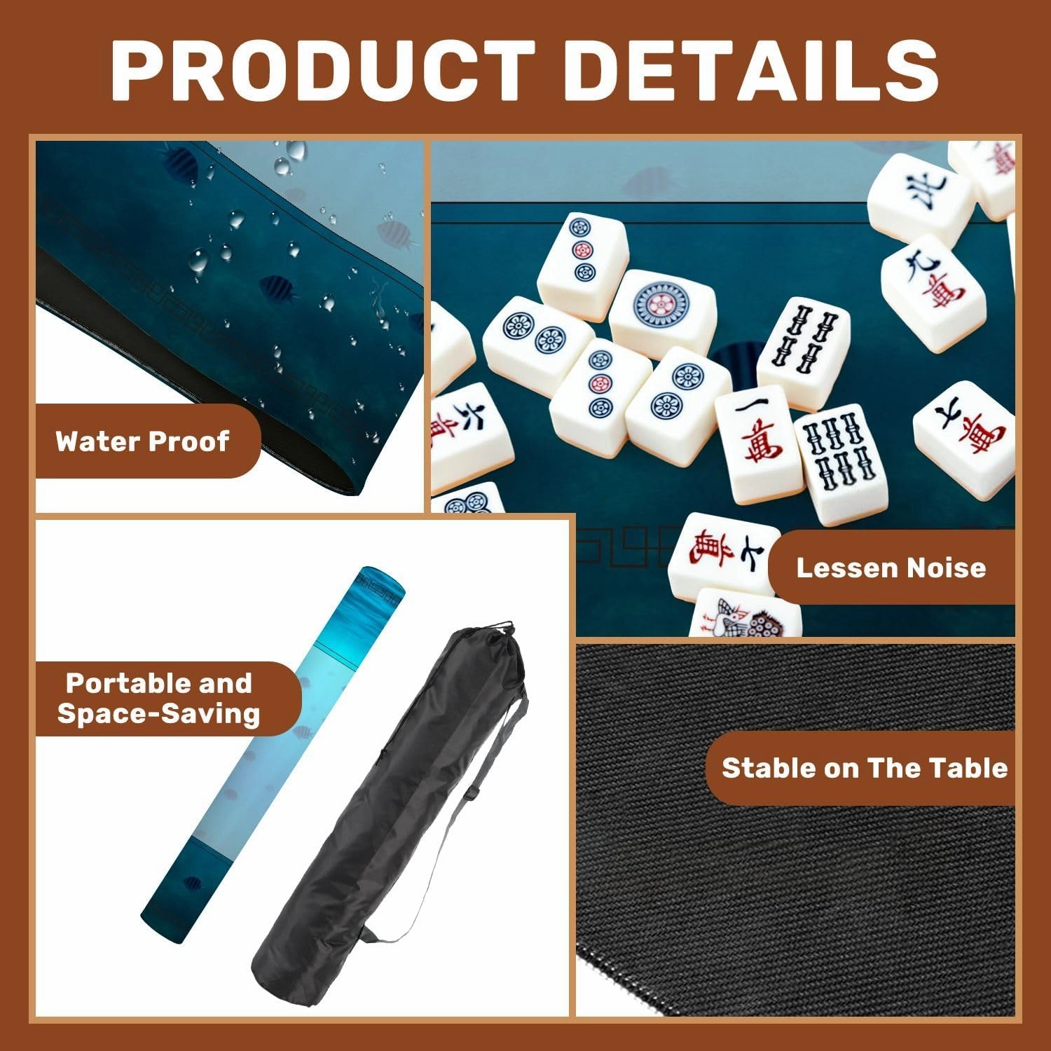 Mahjong Mat 31.5" x 31.5" Blue sea Tropical Fishes sea Underwater deep sea Non-Slip Noise Reduction Table Cover for Mahjong Dominoes Poker Card Board and Tile Games