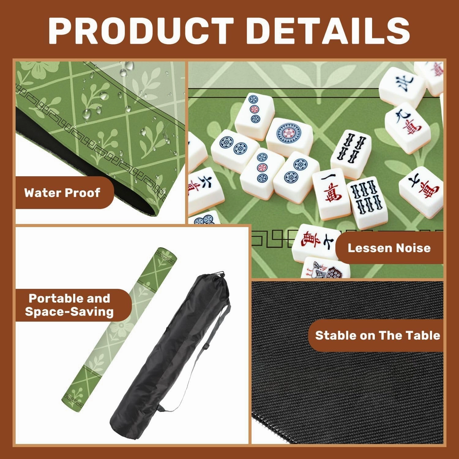 Mahjong Mat 31.5" x 31.5" Dragon Scale Seamless Snake Squama Fish Mermaid Scale Simple Abstract Non-Slip Noise Reduction Table Cover for Mahjong Dominoes Poker Card Board and Tile Games