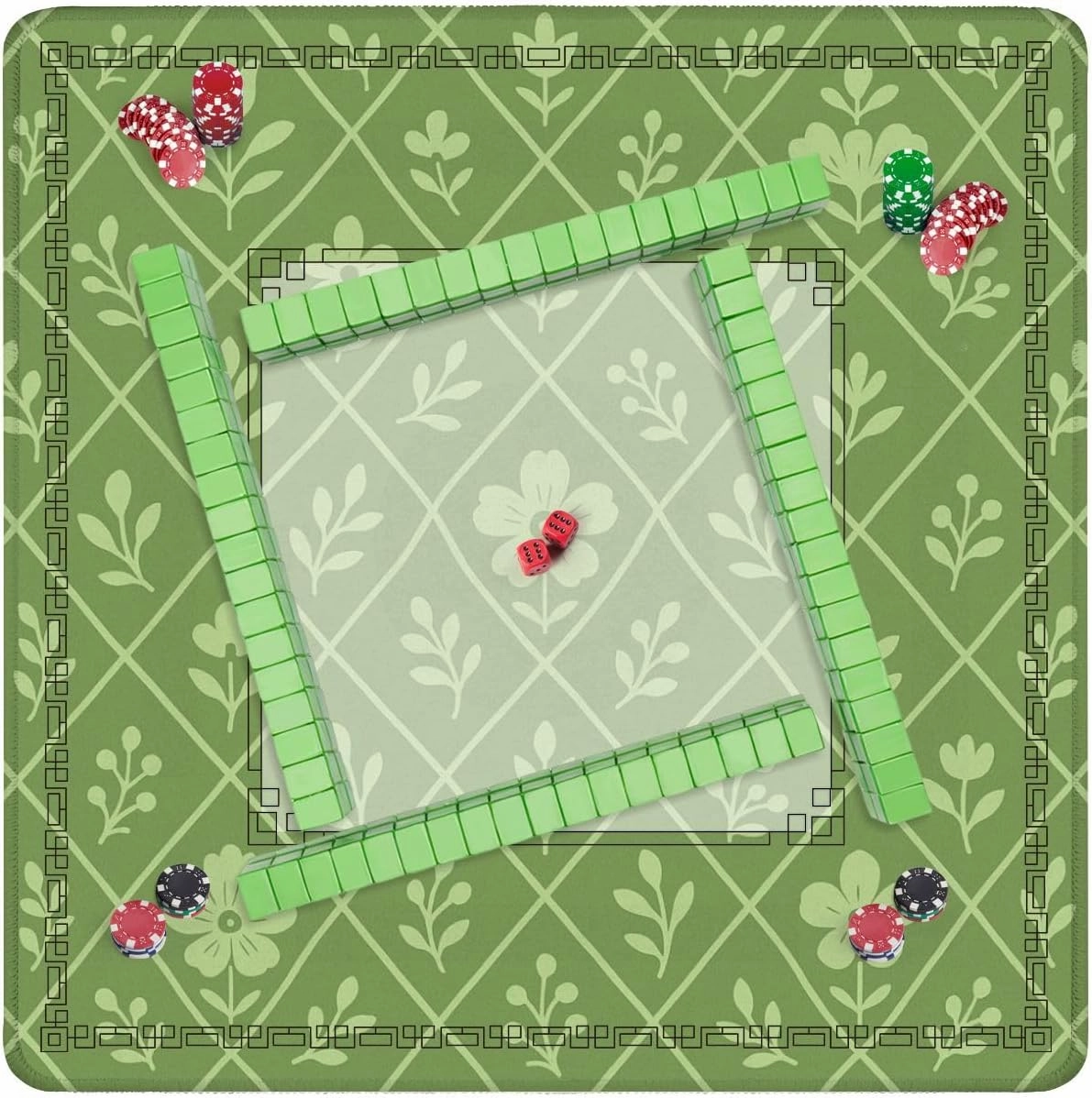 Mahjong Mat 31.5" x 31.5" Dragon Scale Seamless Snake Squama Fish Mermaid Scale Simple Abstract Non-Slip Noise Reduction Table Cover for Mahjong Dominoes Poker Card Board and Tile Games