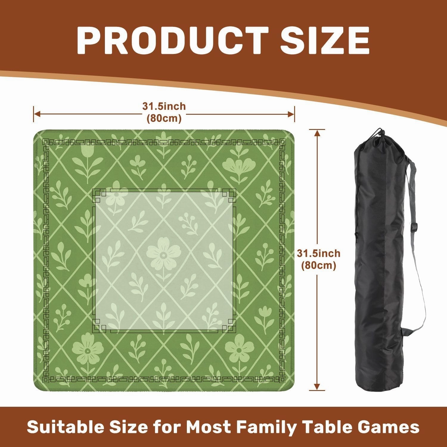 Mahjong Mat 31.5" x 31.5" Dragon Scale Seamless Snake Squama Fish Mermaid Scale Simple Abstract Non-Slip Noise Reduction Table Cover for Mahjong Dominoes Poker Card Board and Tile Games