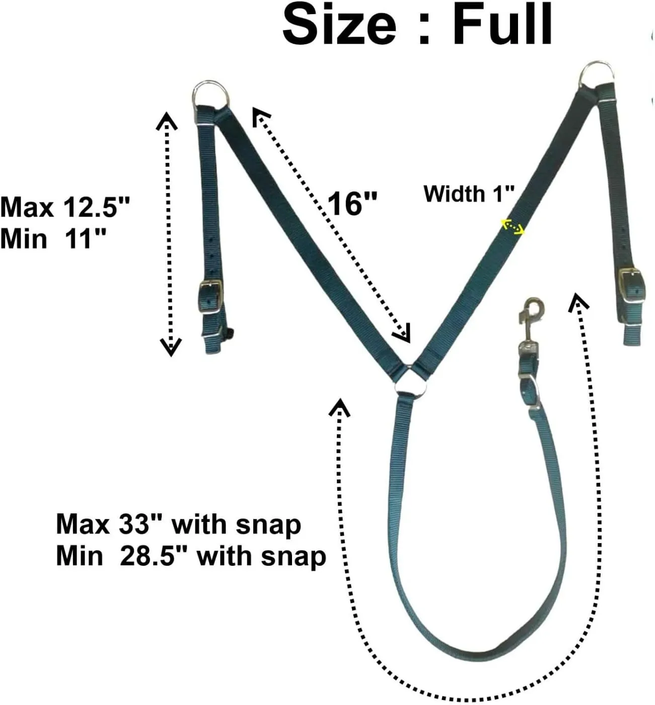 Majestic Ally Nylon Padded Equestrian Browband Headstall, Reins & BreastCollar Set for Horse- Full