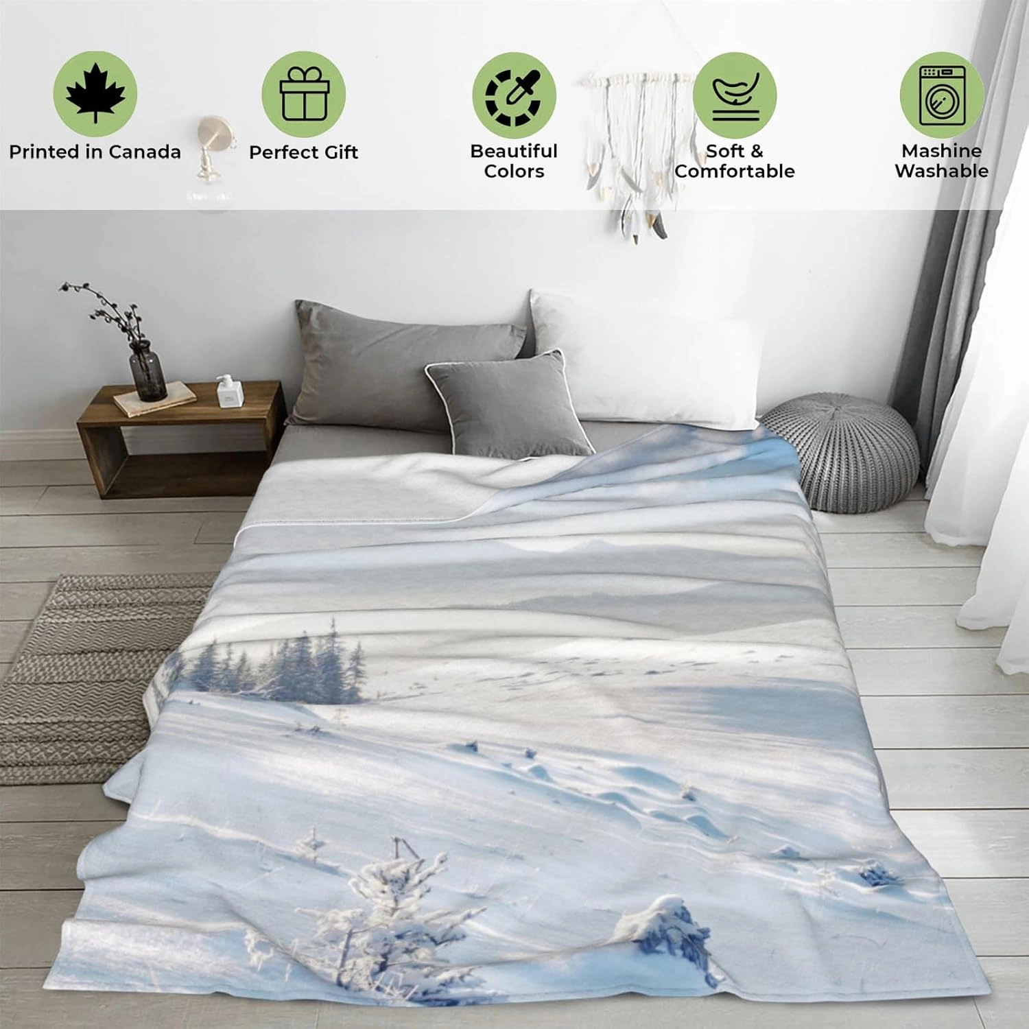 Majestic Black Bear Blanket 50×60 Inch,Enchanting Wilderness Nature Scene Lightweight Flannel Throw with Full Moon and Mountain Backdrop,Stunning Wildlife Home Living Room Decor,Gifts for Adults