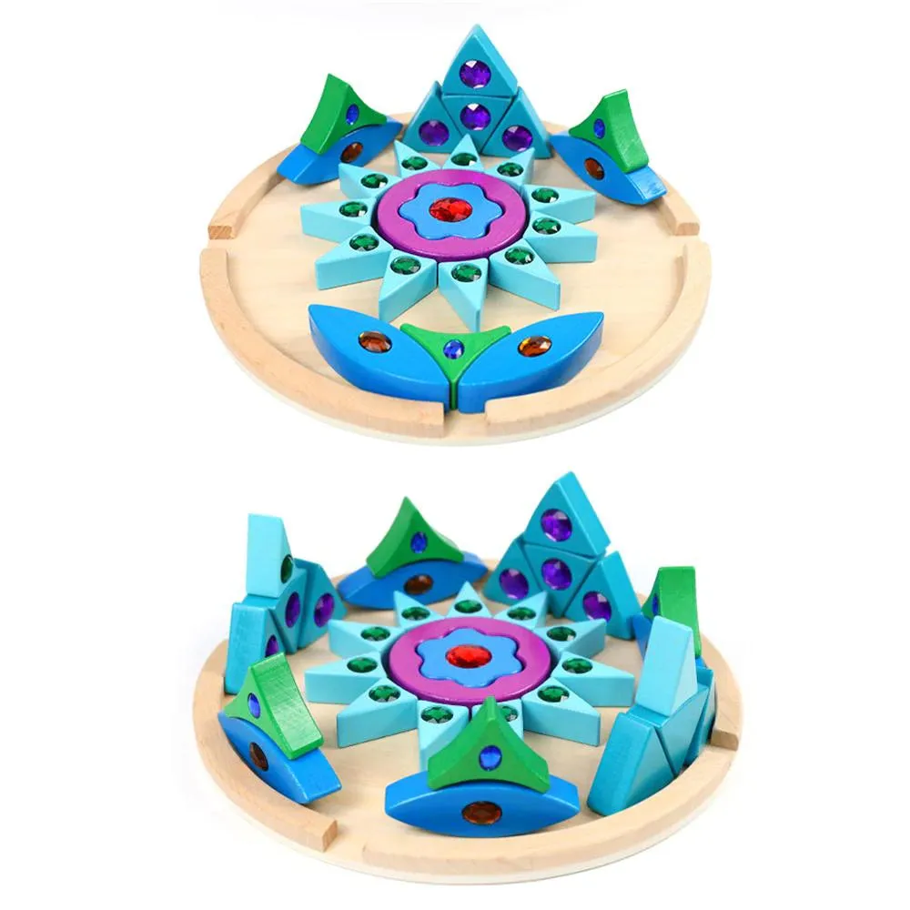 Mandala Jewel Bricks Creative Wooden Building Blocks for Kids