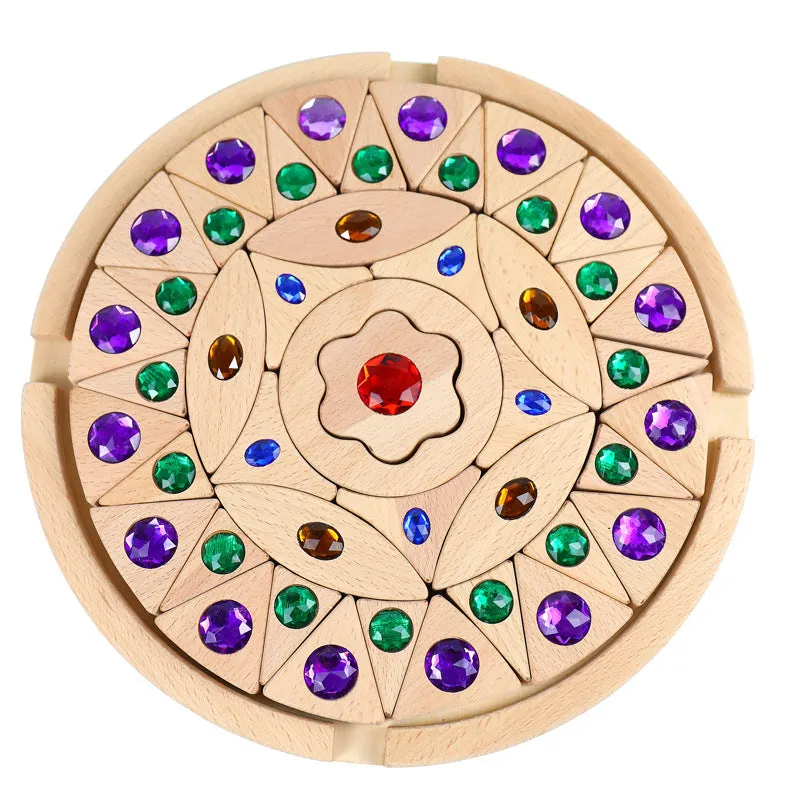 Mandala Jewel Bricks Creative Wooden Building Blocks for Kids