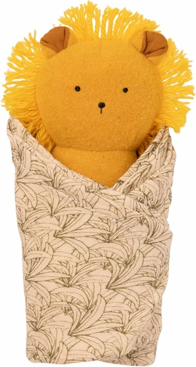 Manhattan Toy Embroidered Plush Lion Baby Rattle   Soft Cotton Burp Cloth, 16 x 16 Inches
