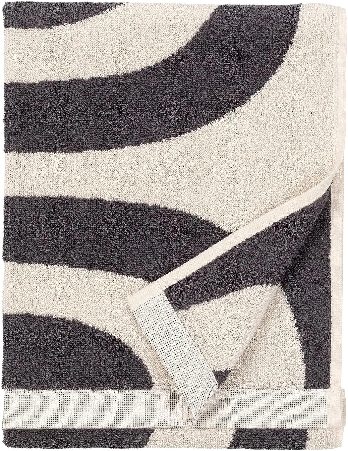 MARIMEKKO Melooni Terry Cotton Hand Towel (Charcoal) – Natural Forms Patterned Hand Towels – 28 in x 20 in