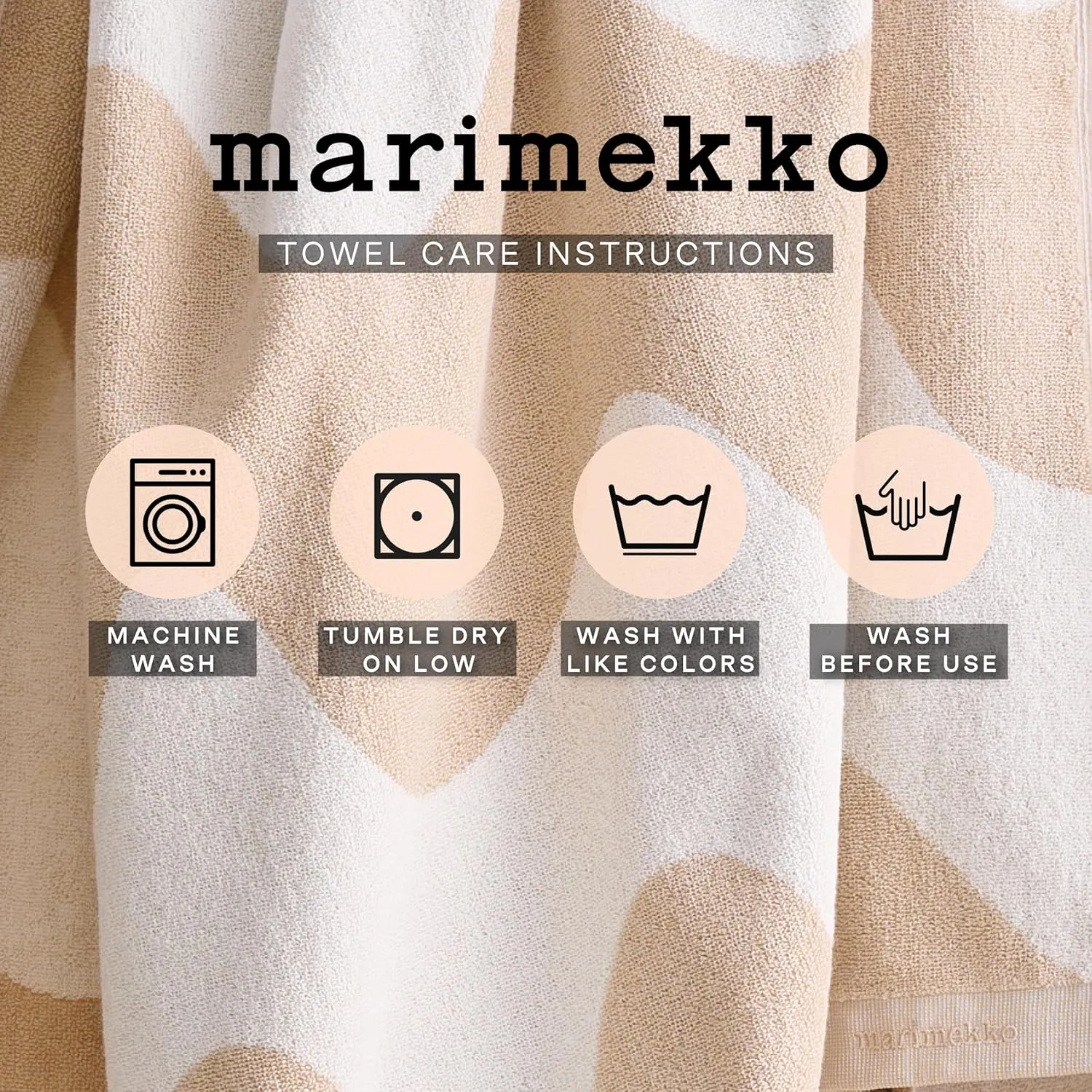 MARIMEKKO Melooni Terry Cotton Hand Towel (Charcoal) – Natural Forms Patterned Hand Towels – 28 in x 20 in