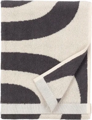 MARIMEKKO Melooni Terry Cotton Hand Towel (Charcoal) – Natural Forms Patterned Hand Towels – 28 in x 20 in