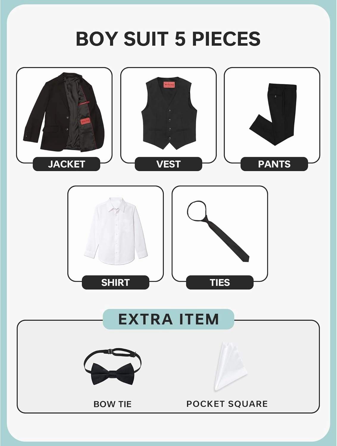 Marvelous World Boys' Formal Slim Fit Suit Set, Adjustable Waist