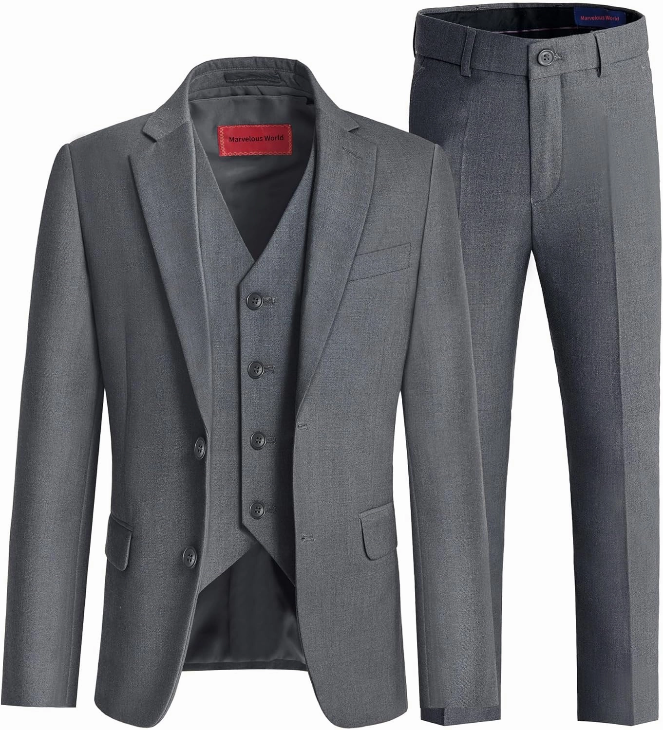 Marvelous World Boys' Formal Slim Fit Suit Set, Adjustable Waist