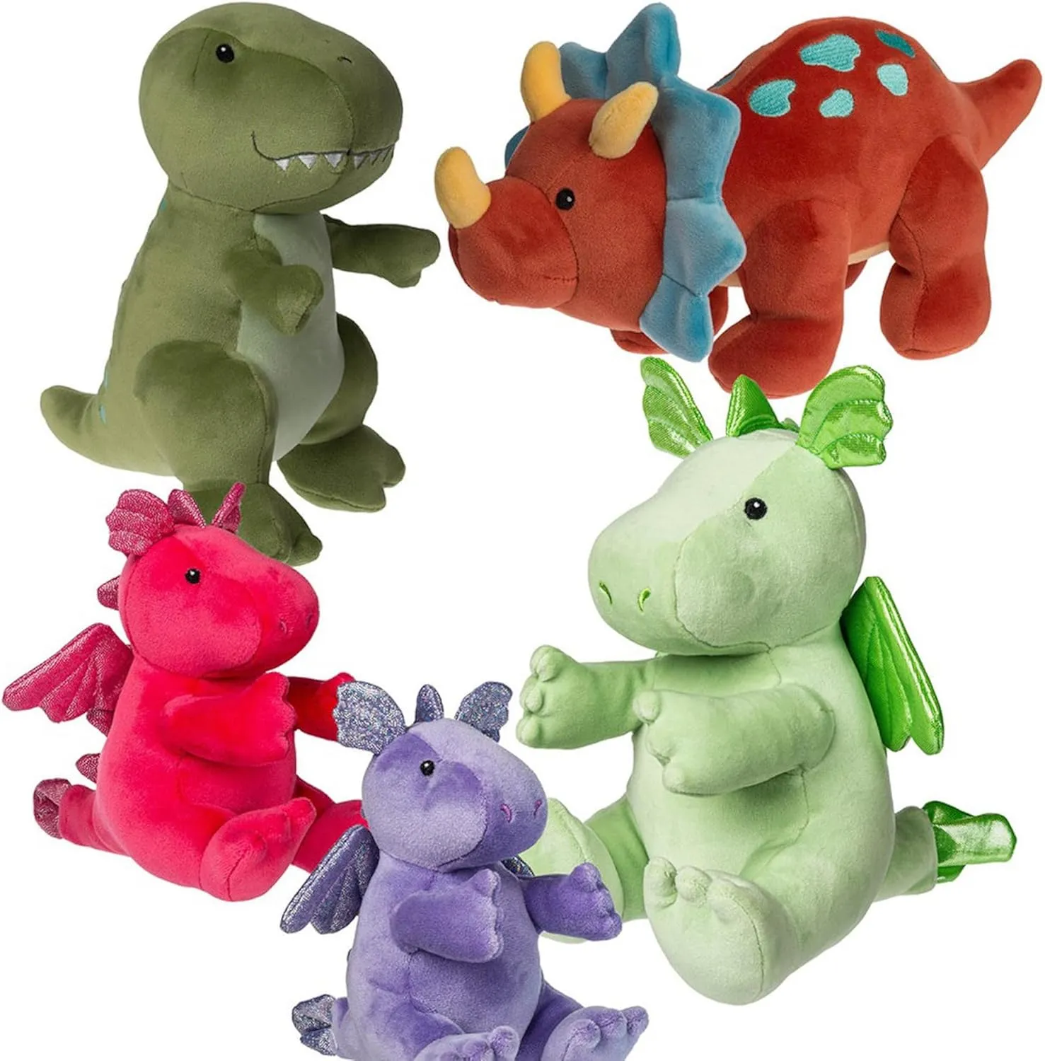 Mary Meyer Stuffed Animal Smootheez Pillow-Soft Toy, 10-Inches, Green T Rex Dinosaur