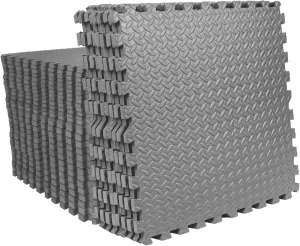 Mat Block APM36002GY Torin Interlocking Foam Exercise Floor Mats: 144 SQ FT, 1/2 inch, 36 Tiles, EVA Gym Mat Flooring, Exercise Equipment Mat for Home Gym Equipment, Grey