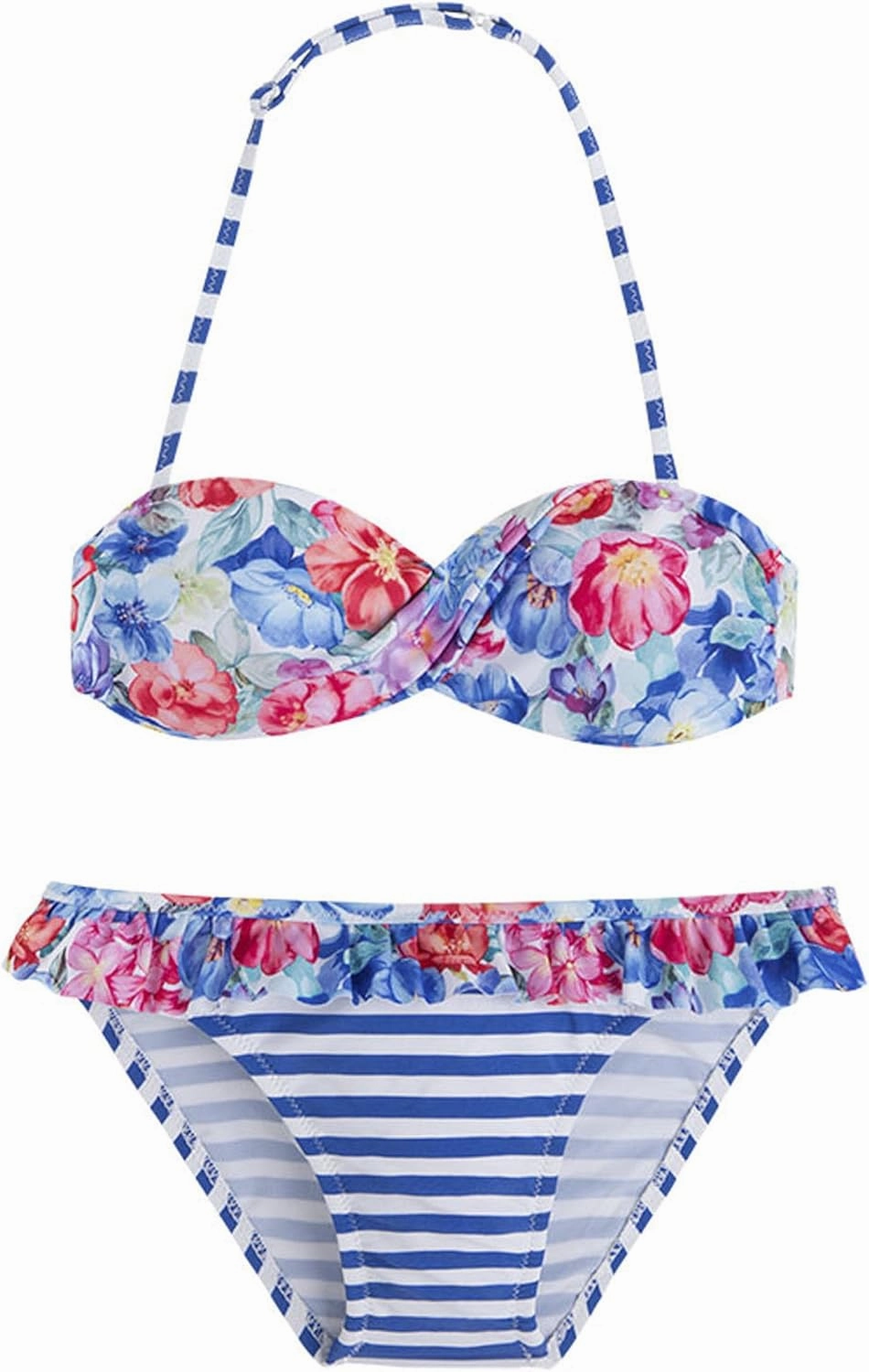 Mayoral Tween Girls 7-18 Blue Stripe Two-Piece Bikini Swimsuit (16, Blue)