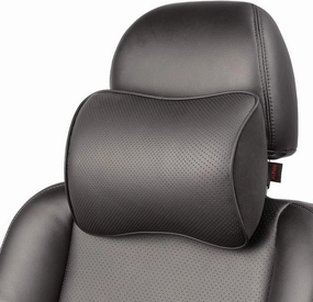 Memory Foam Car Neck Pillow Soft Leather Headrest for Driving Home Office Black (1PC)
