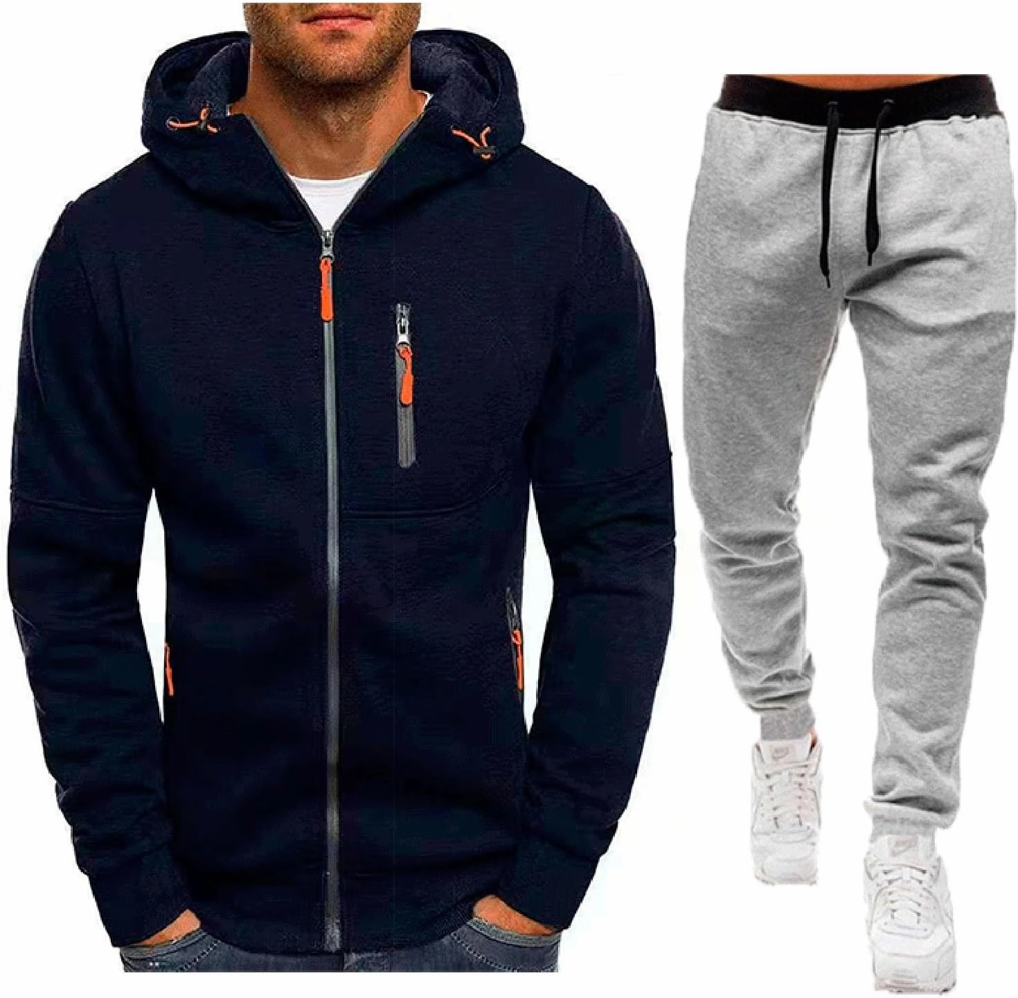 Men Hoodies Casual Hoodies Men's Spring And Autumn Long Sleeve Half Zip Long Sleeve Sweatshirt Sports Hooded Jacket